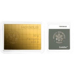 50x1g Heraeus Combi Goud Baar