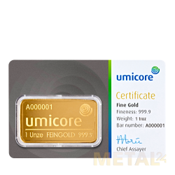 1 Ounce Gold bar Umicore | New