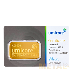 20g Goudstaaf Umicore | Nieuw