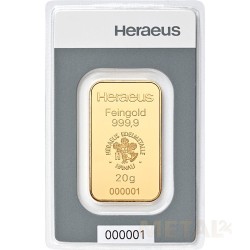 20g Heraeus Goudstaaf | Nieuw